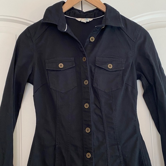 Boden Women's Black‎ Denim Long Sleeve Dress w Belt Size 2R EUC - Picture 2 of 10